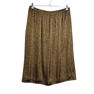 DR2‎ Womens Leopard Print Midi Skirt XL Gold Black Elastic Waist DR40534PDS
